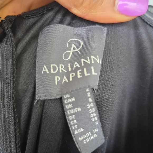 Adrianna Papell Women Jumpsuit Sz 2 Black Chiffon Ruffle Wide Leg NWT Cocktail - Picture 6 of 10